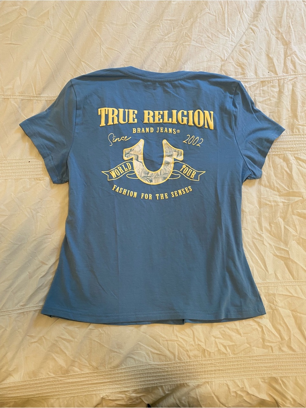 True Religion Blue Graphic Back Logo Tee for Women